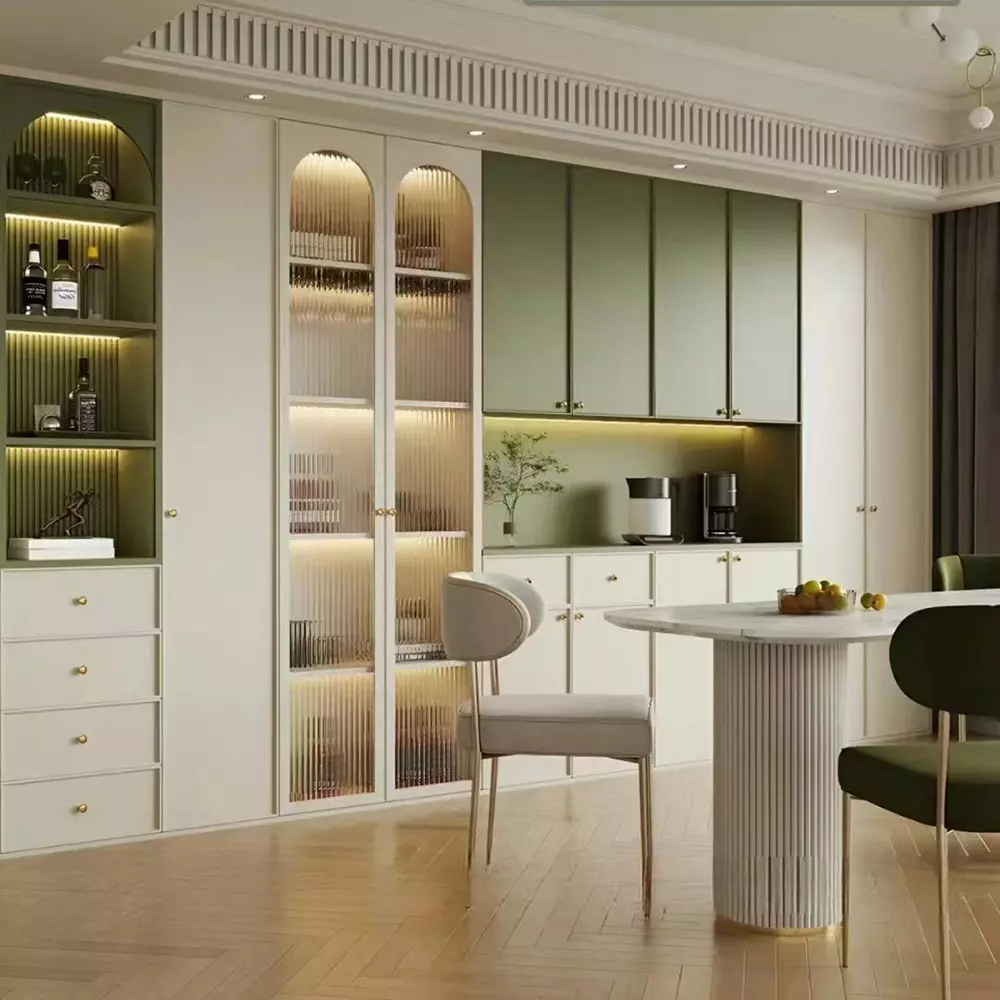 Solid wood French cream style wardrobe