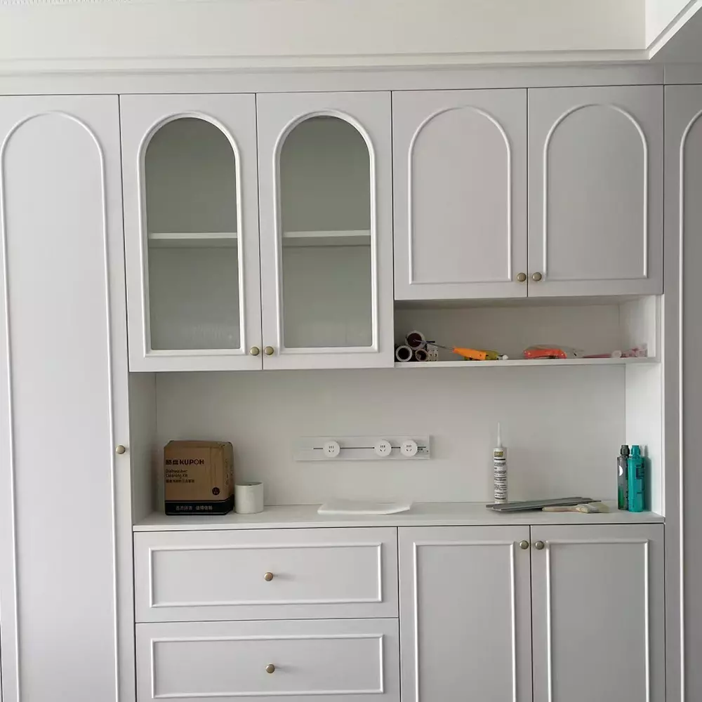 Solid wood French cream style wardrobe