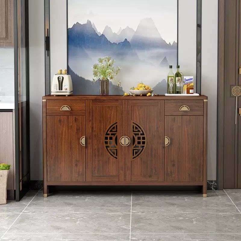 Chinese style solid wood color wall-mounted home wine cabinet