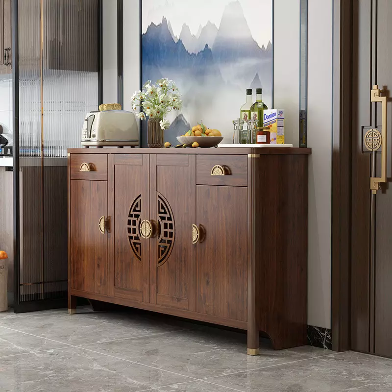 Chinese style solid wood color wall-mounted home wine cabinet