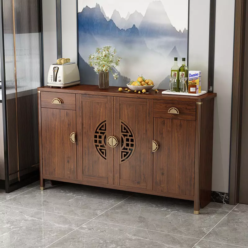 Chinese style solid wood color wall-mounted home wine cabinet