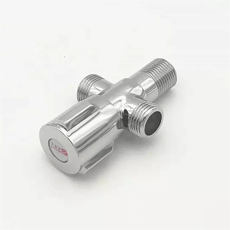 Copper one inlet and two outlet right angle valve