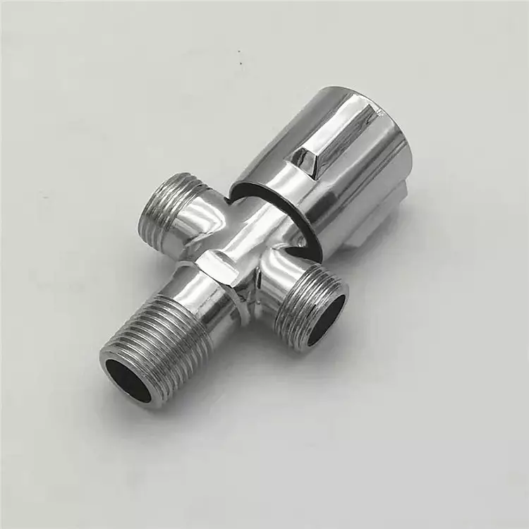 Copper one inlet and two outlet right angle valve