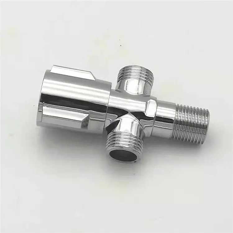 Copper one inlet and two outlet right angle valve