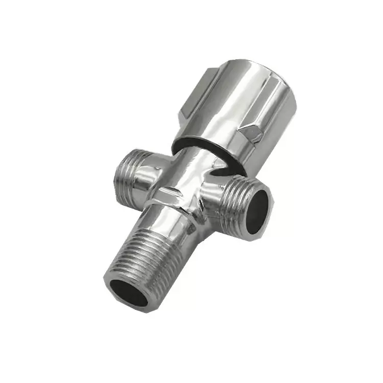 Copper one inlet and two outlet right angle valve