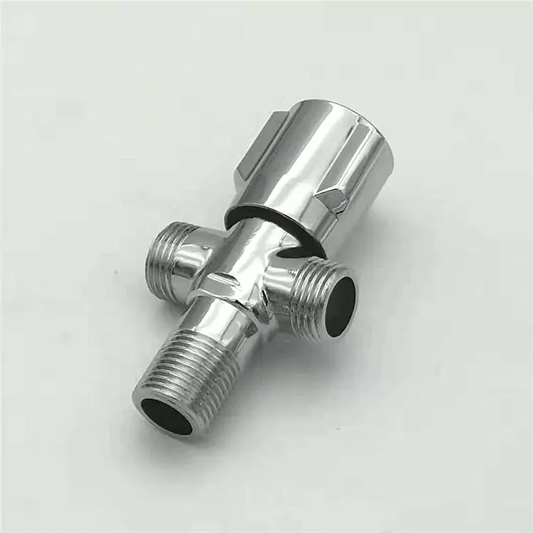 Copper one inlet and two outlet right angle valve